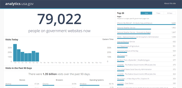 Analytics.usa.gov dashboard