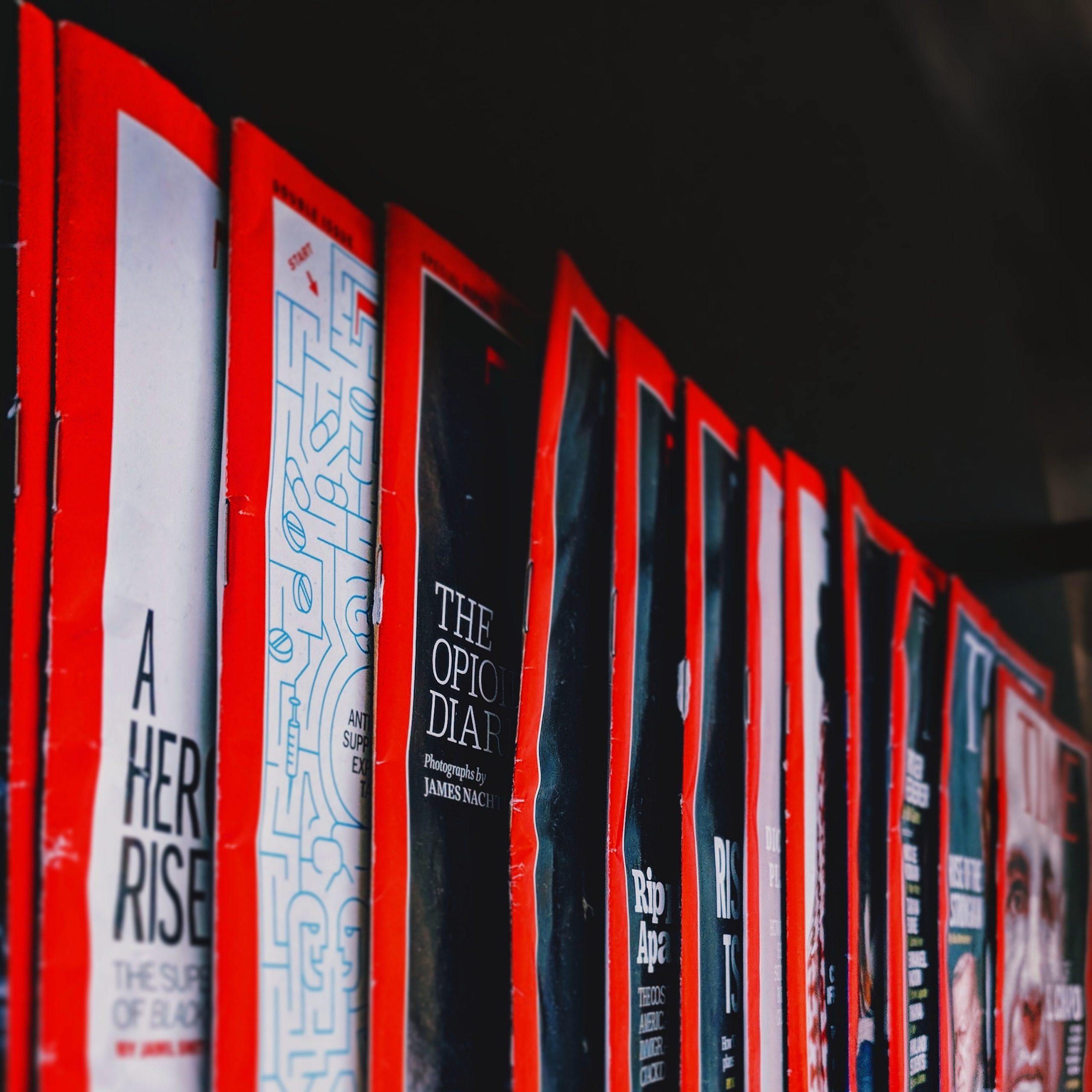 a stack of magazines