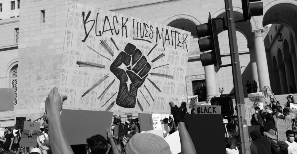 A Black Lives Matter protest in the wake of George Floyd's killing
