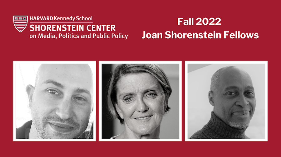 Image showing photos of the three fall 2022 Joan Shorenstein fellows