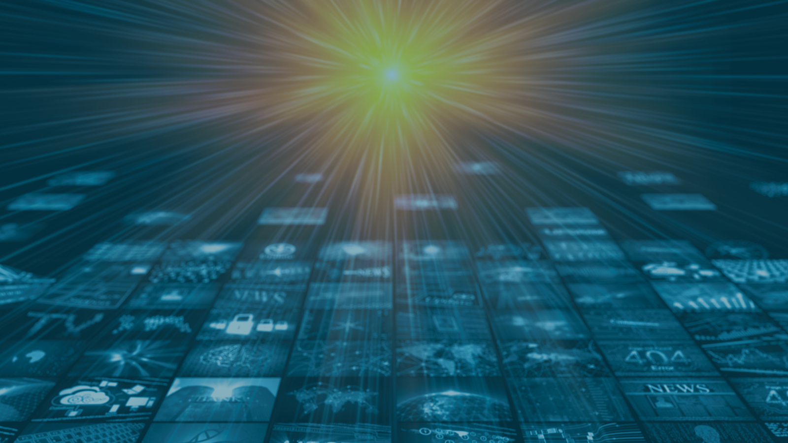 abstract image of a light shining on a field of screens
