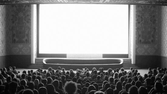 Black and white movie theatre