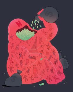 Illustration of a red Netflix character