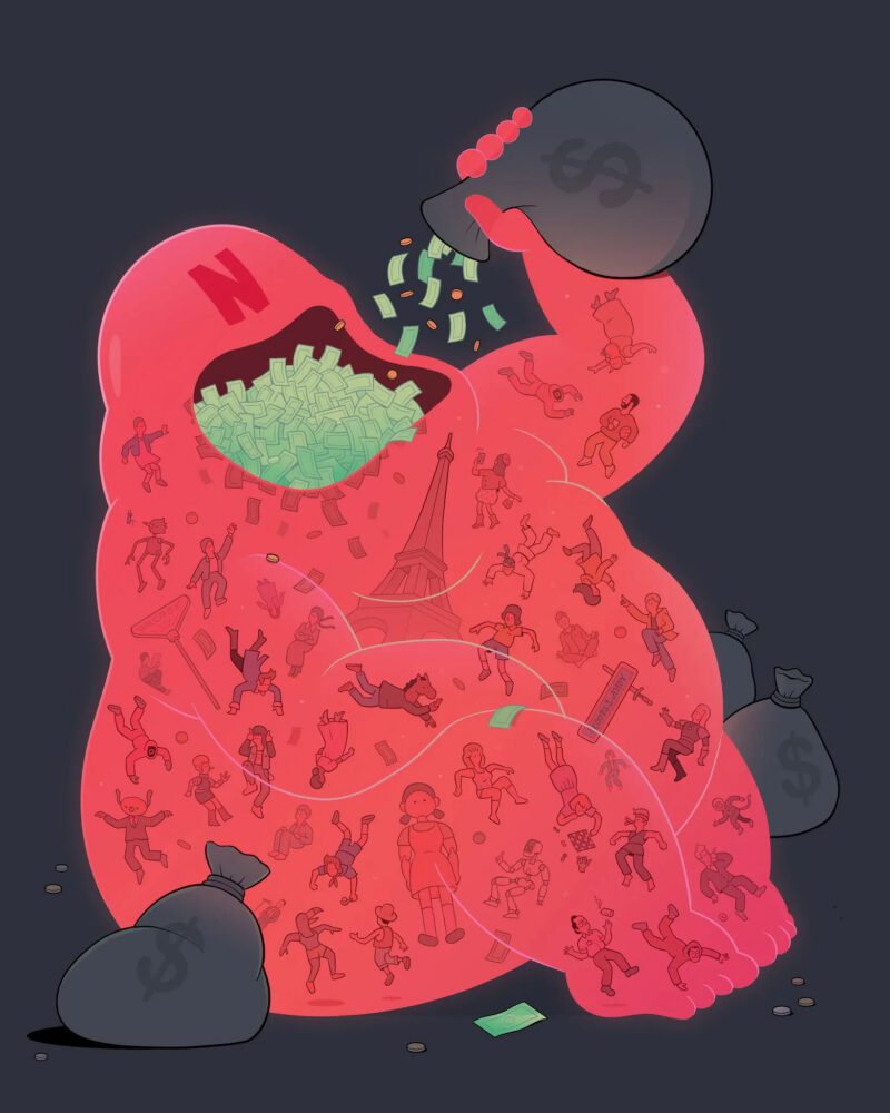 Illustration of a red Netflix character