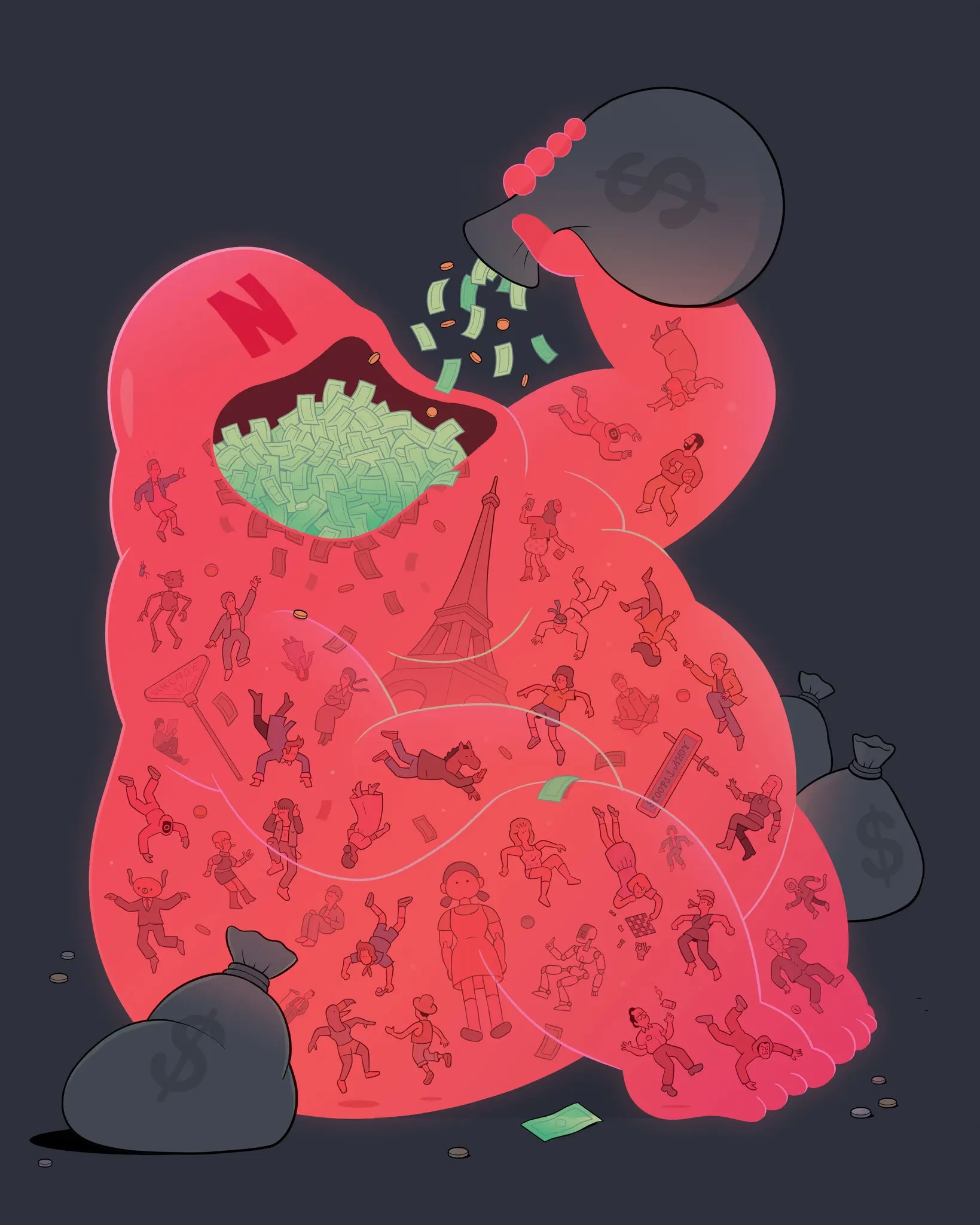 Illustration of a red Netflix character