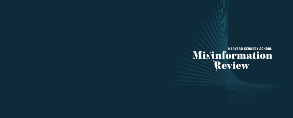 image showing the HKS Misinformation Review logo, which is the title of the journal in text with a slash dividing 