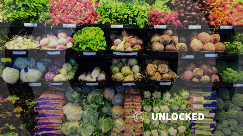 A selection of produce at a grocery store