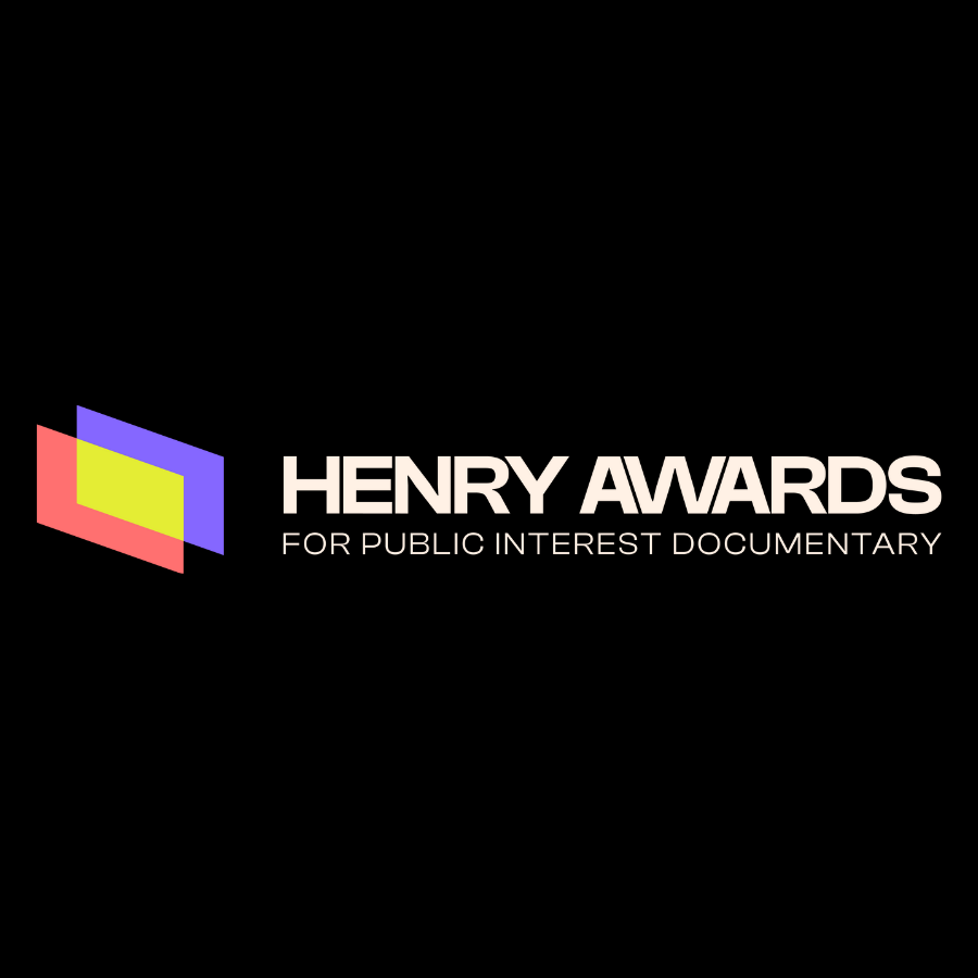 the Henry Awards logo, which includes the words Henry Awards for Public Interest Documentary and a purple, pink, and yellow geometric design that is reminiscent of overlapping film screens.