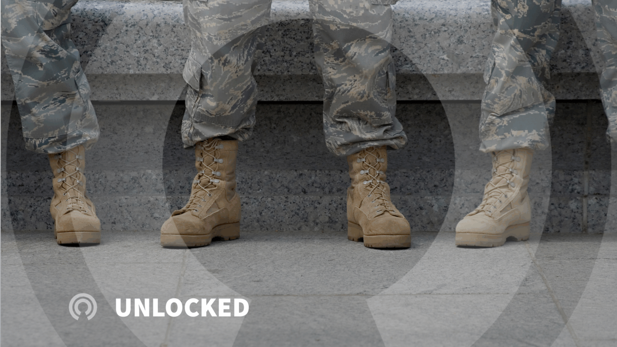 Cropped shot of the boots of three members of the Army National Guard standing in a row