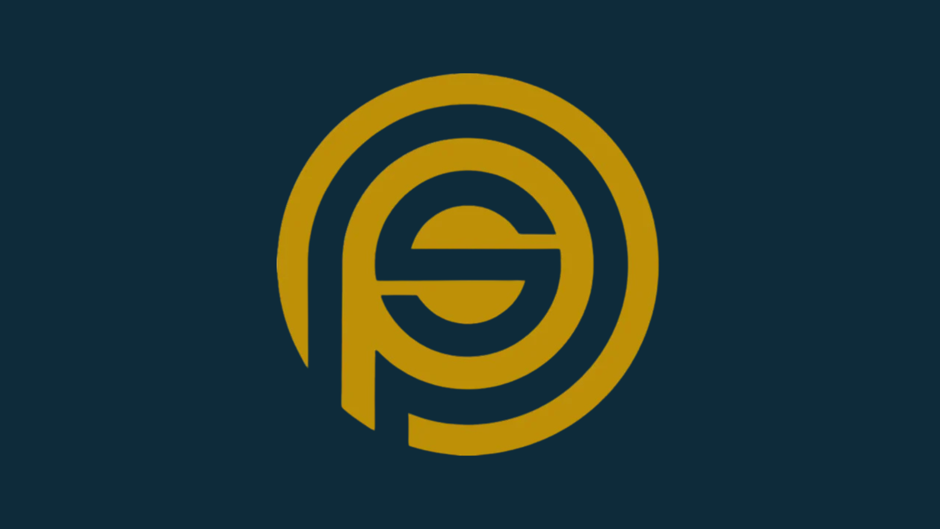 a gold logo of concentric circles that make up a 