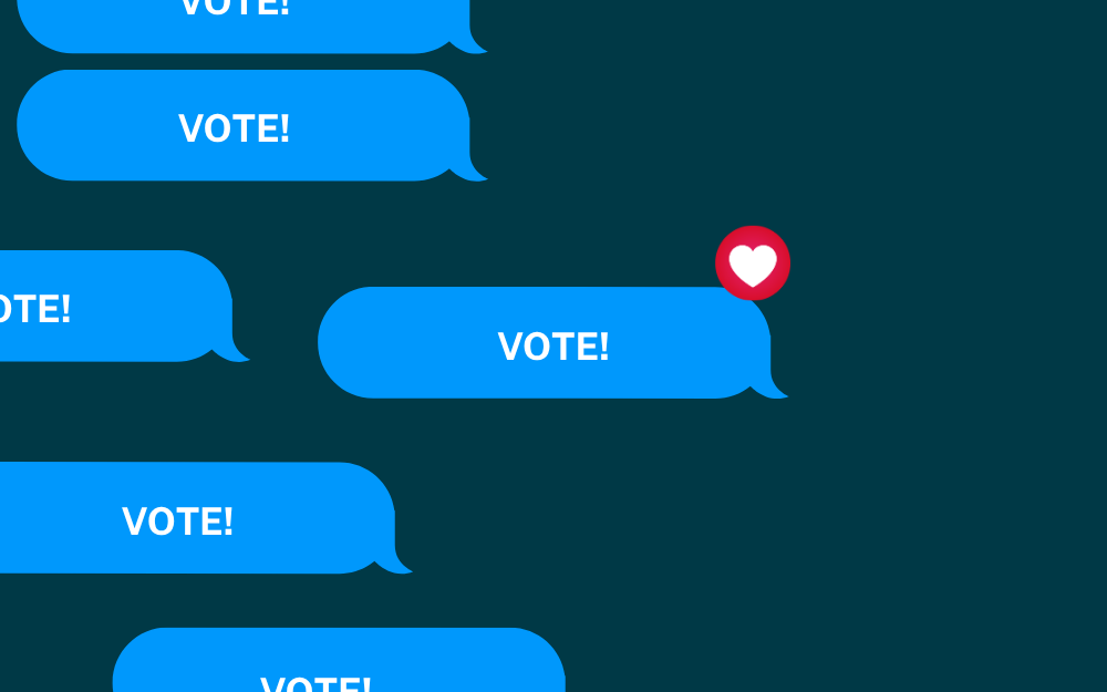 dark teal image featuring sky blue message bubbles with the text 