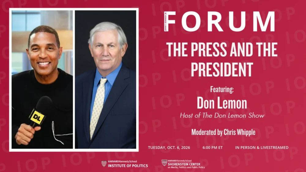 Graphic promoting “The Press and the President,” featuring photos of Don Lemon and moderator Chris Whipple.