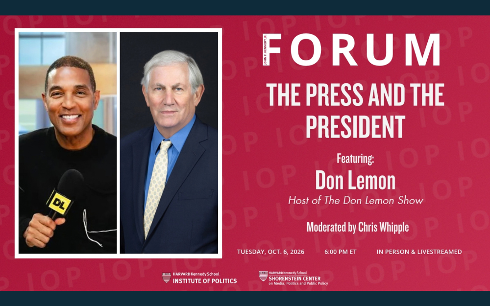 Graphic promoting “The Press and the President,” featuring photos of Don Lemon and moderator Chris Whipple.